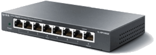 foto van TP-LINK 8 poort PoE switch